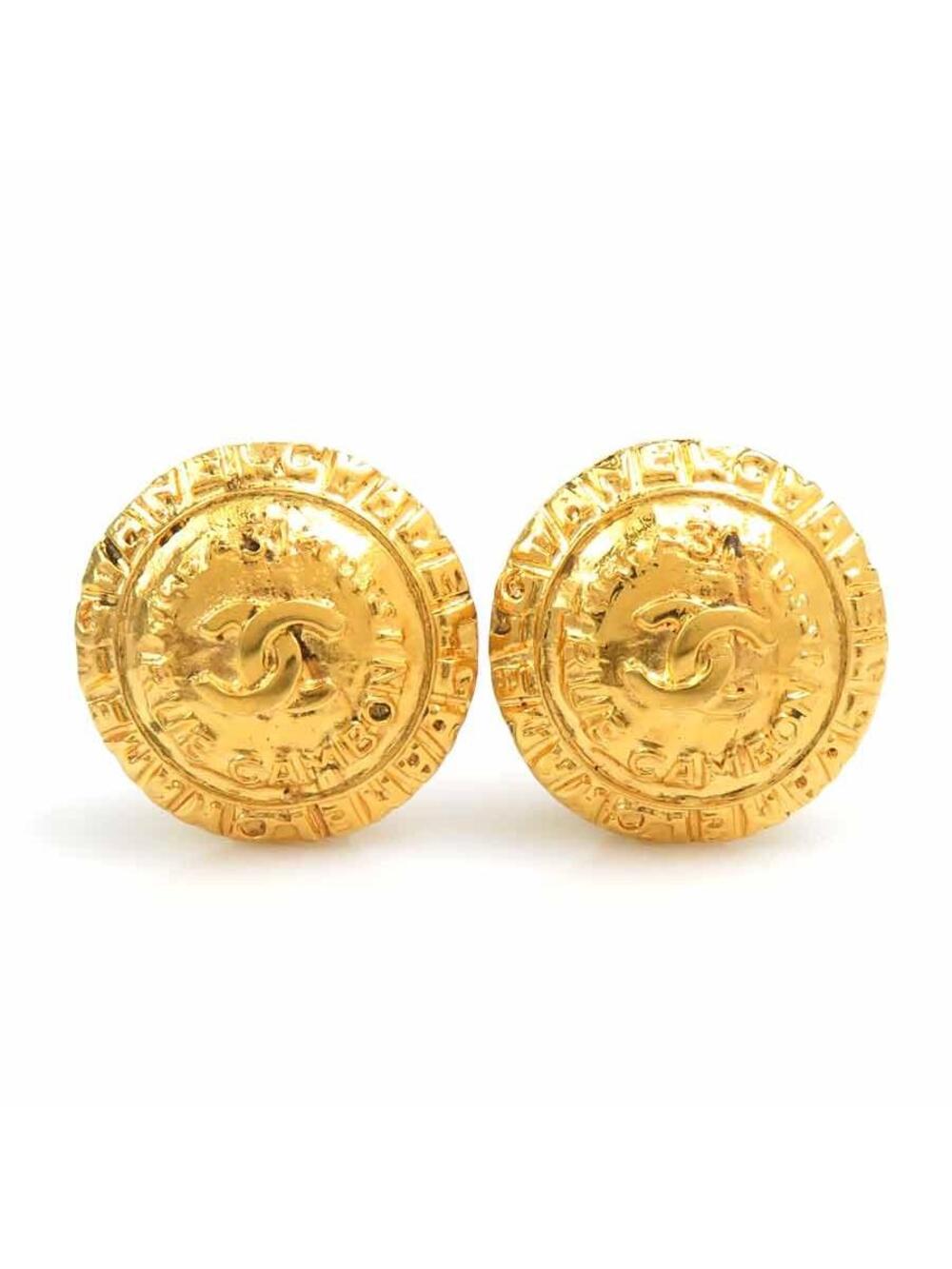 Auth Chanel Cc Logo Earrings Gold Metal #373966C27B